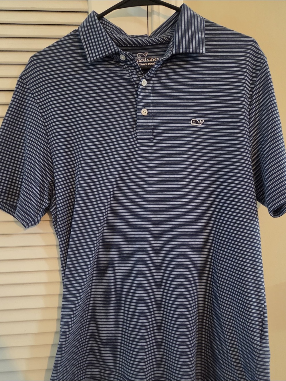 Vineyard Vines Navy and White Striped Polo